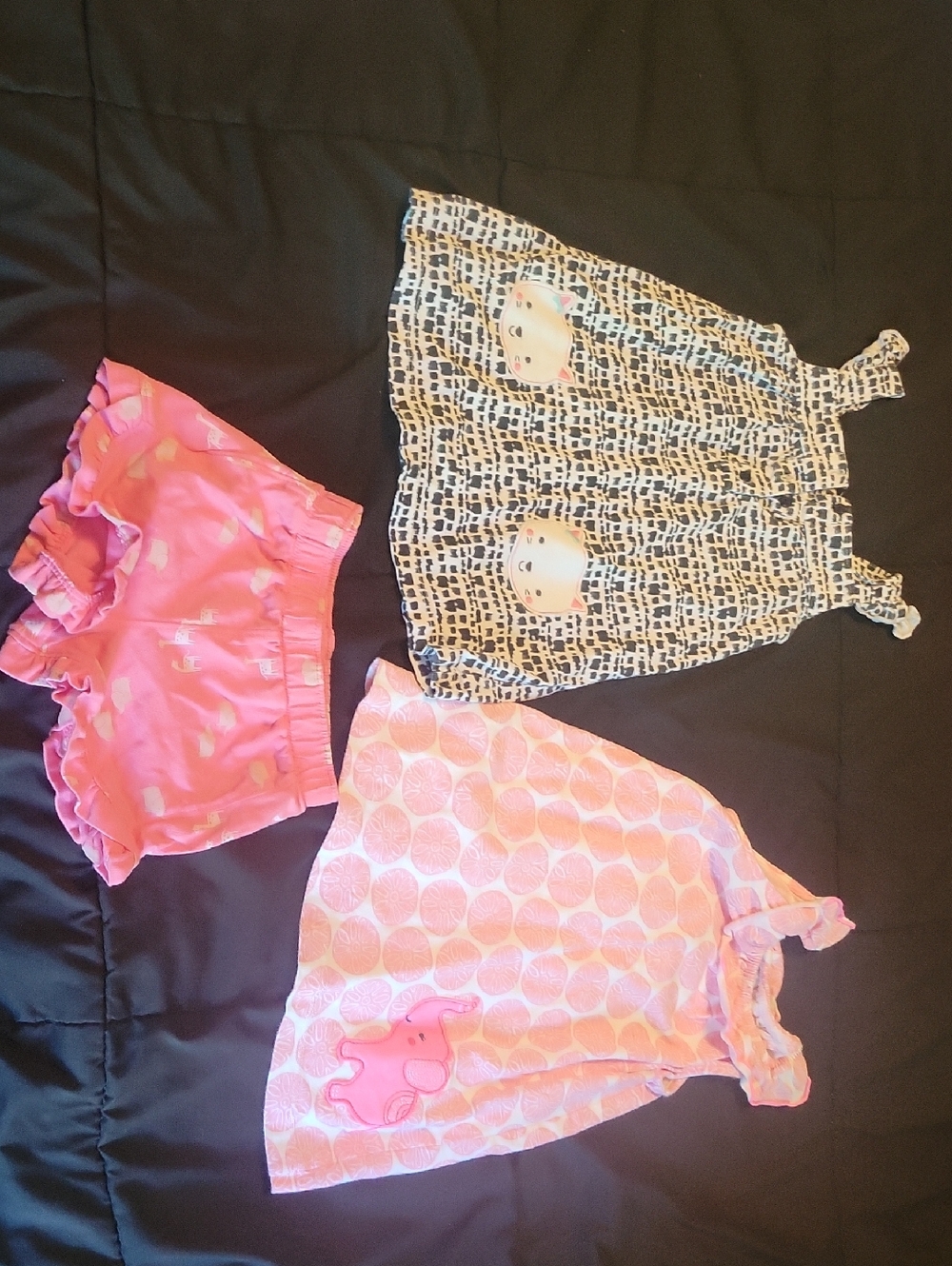 Child of mine Pink and Black Patterned Dress & Shorts Set